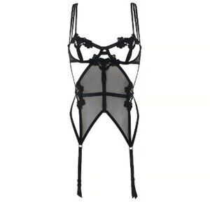 New! Bluebella Nova Basque Merrywidow Garter Black Floral Strappy 1926